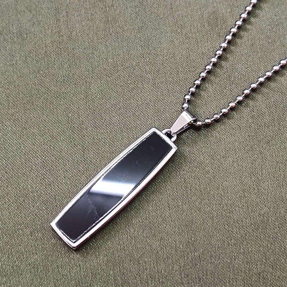 The99Jewel Black Enamel Chain Pendant For Men