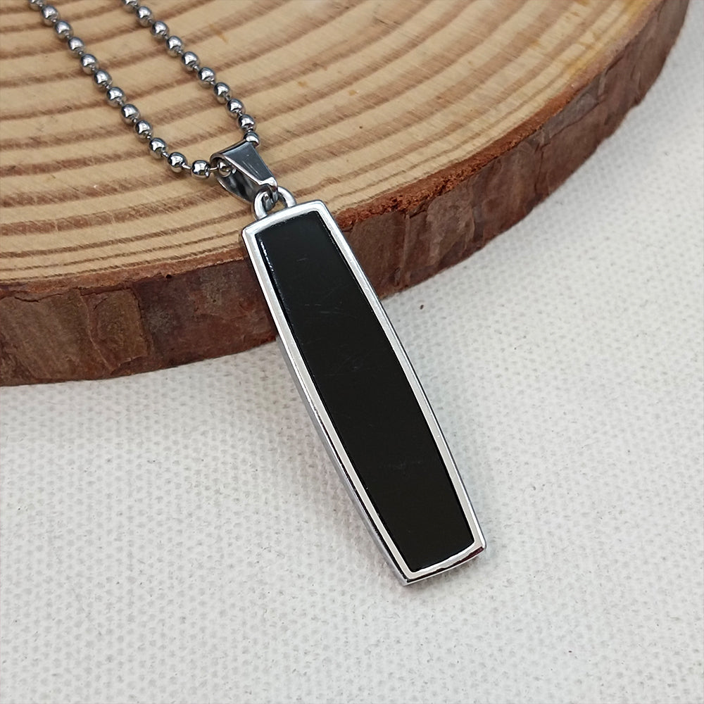 The99Jewel Black Enamel Chain Pendant For Men