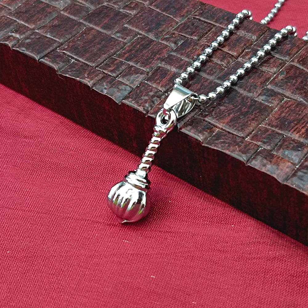 The99Jewel Hanuman Gada Silver Pendant with ball chain For Unisex