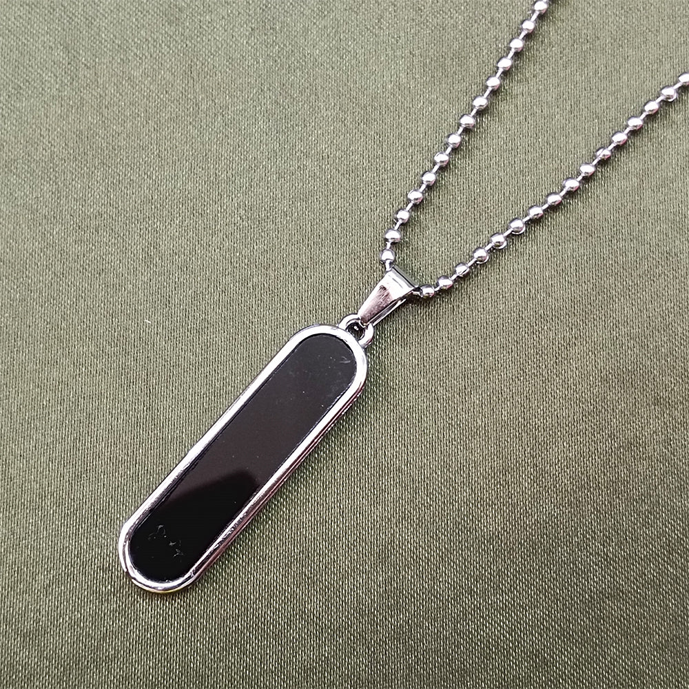 The99Jewel Black Enamel Chain Pendant For Men