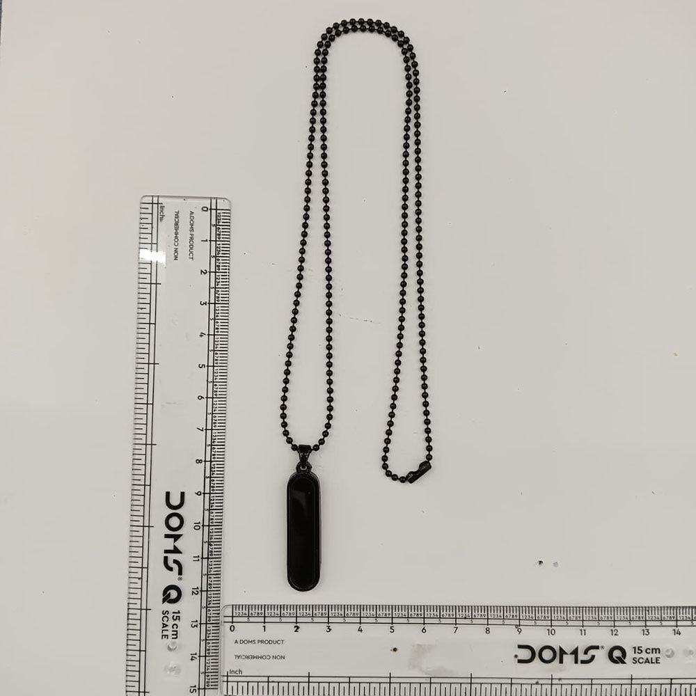 The99Jewel Bold Men's Chain with Black Bar Shape Pendant | Stylish Statement Jewellery for Everyday & Casual Wear