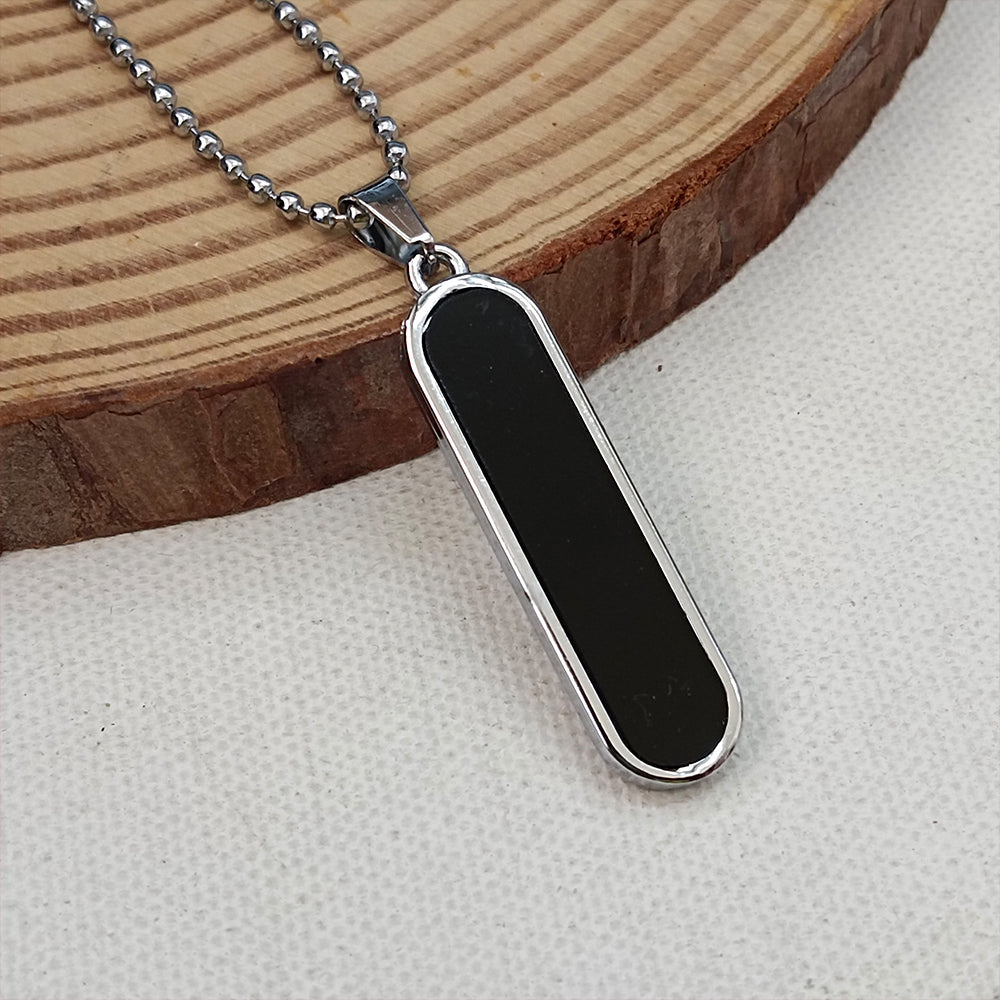 The99Jewel Black Enamel Chain Pendant For Men
