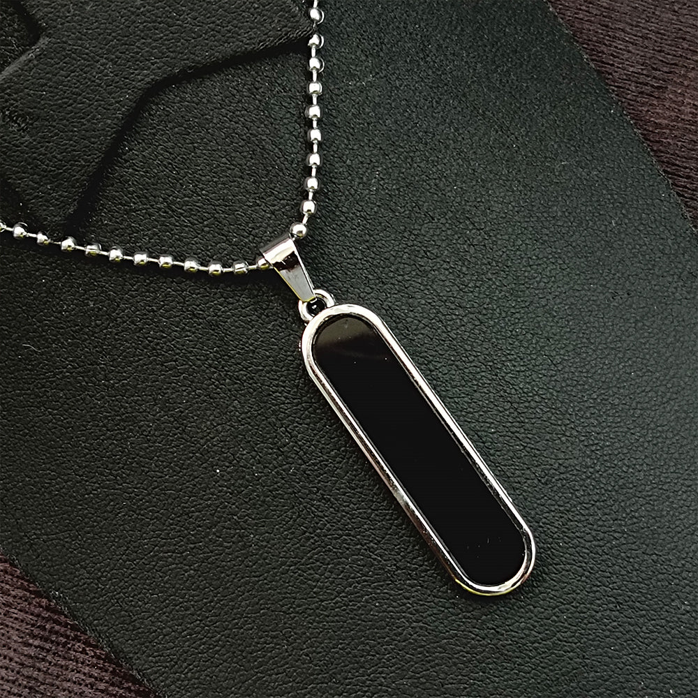 The99Jewel Black Enamel Chain Pendant For Men