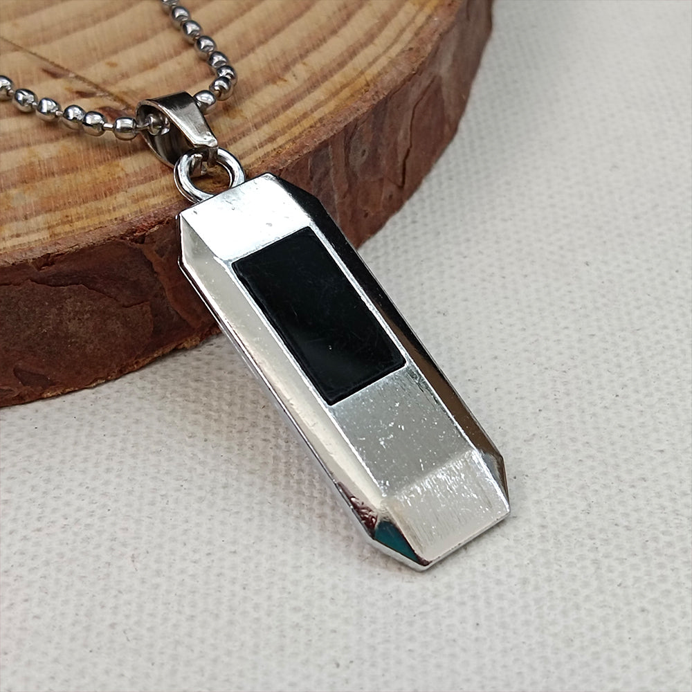 The99Jewel Black Enamel Chain Pendant For Men