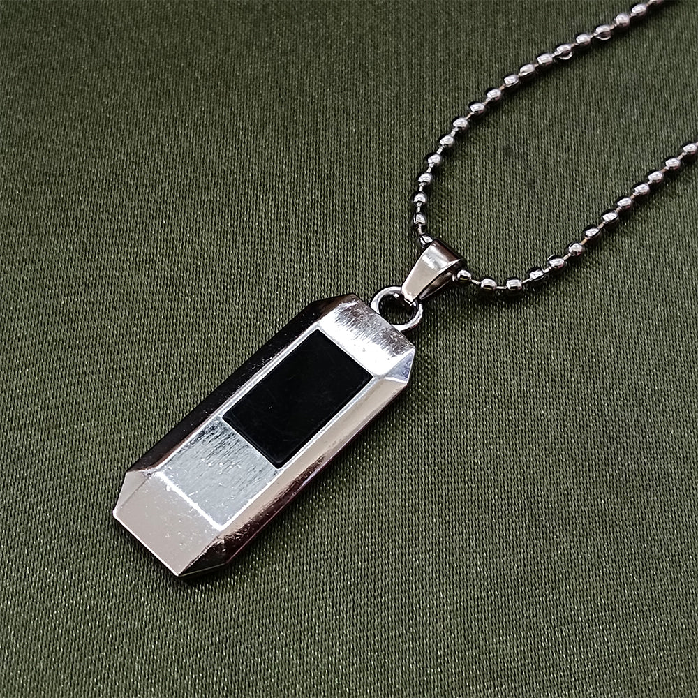 The99Jewel Black Enamel Chain Pendant For Men