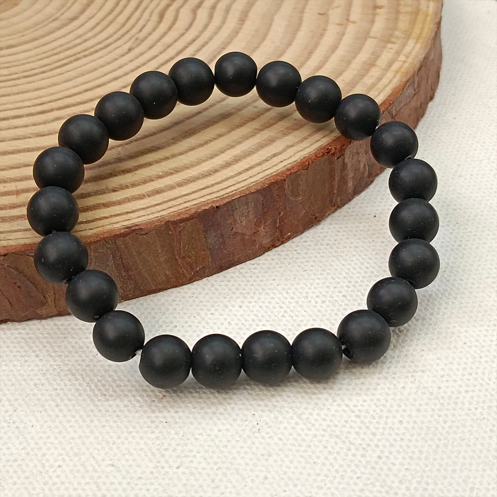 The99Jewel Matte Black Glass Beads Bracelet