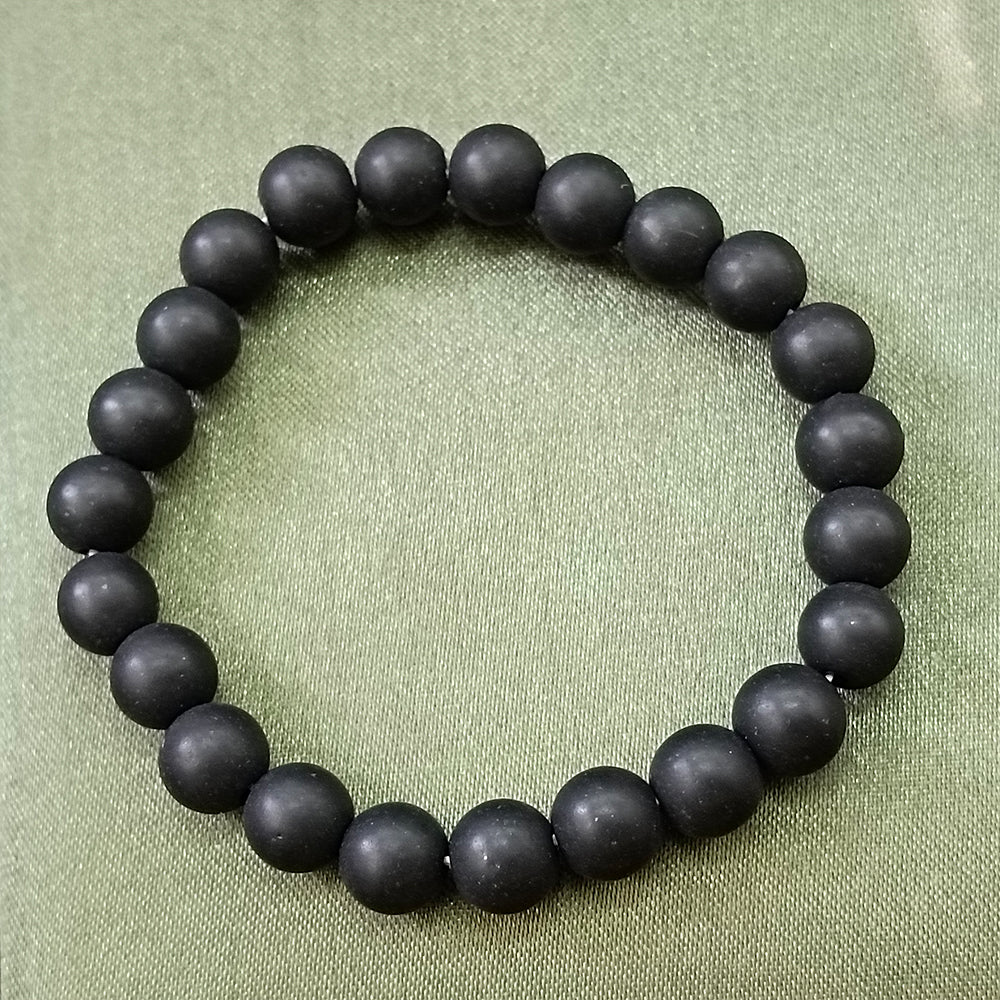 The99Jewel Matte Black Glass Beads Bracelet