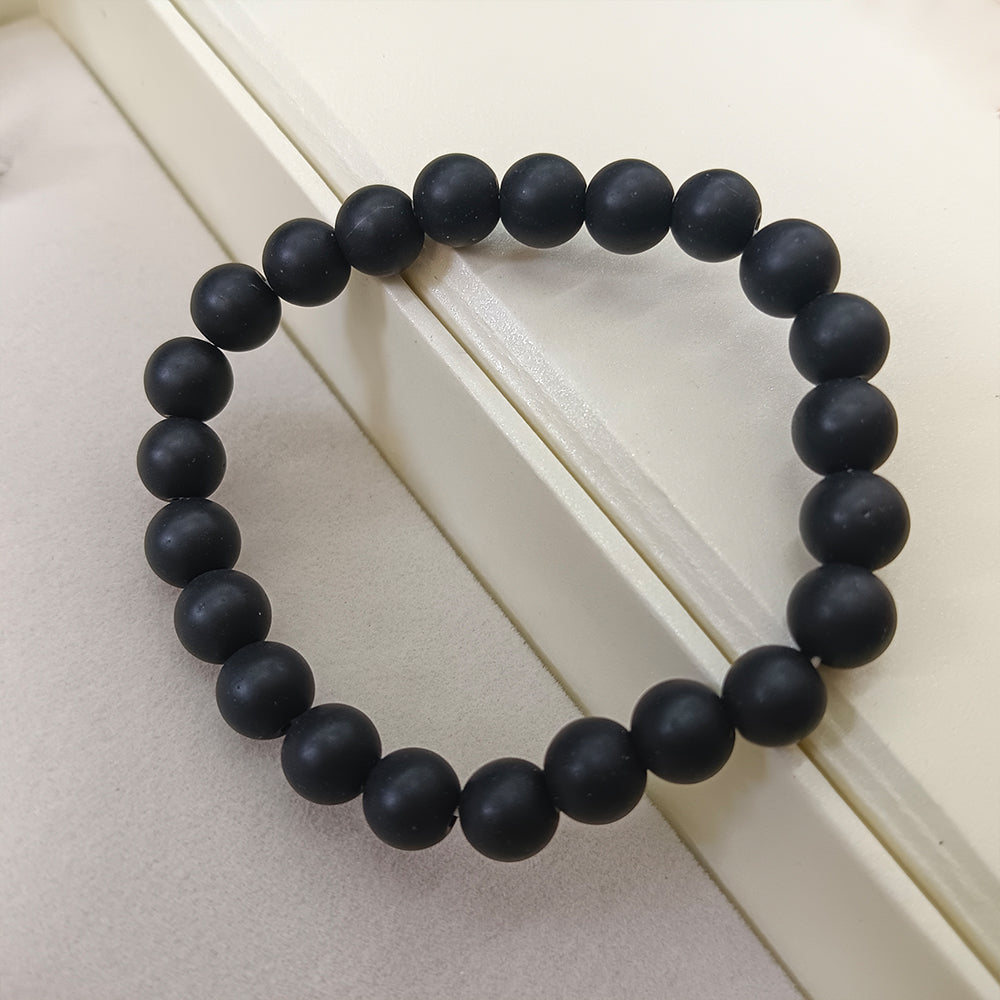 The99Jewel Matte Black Glass Beads Bracelet