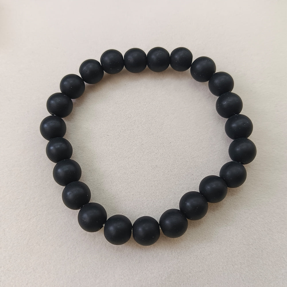 The99Jewel Matte Black Glass Beads Bracelet