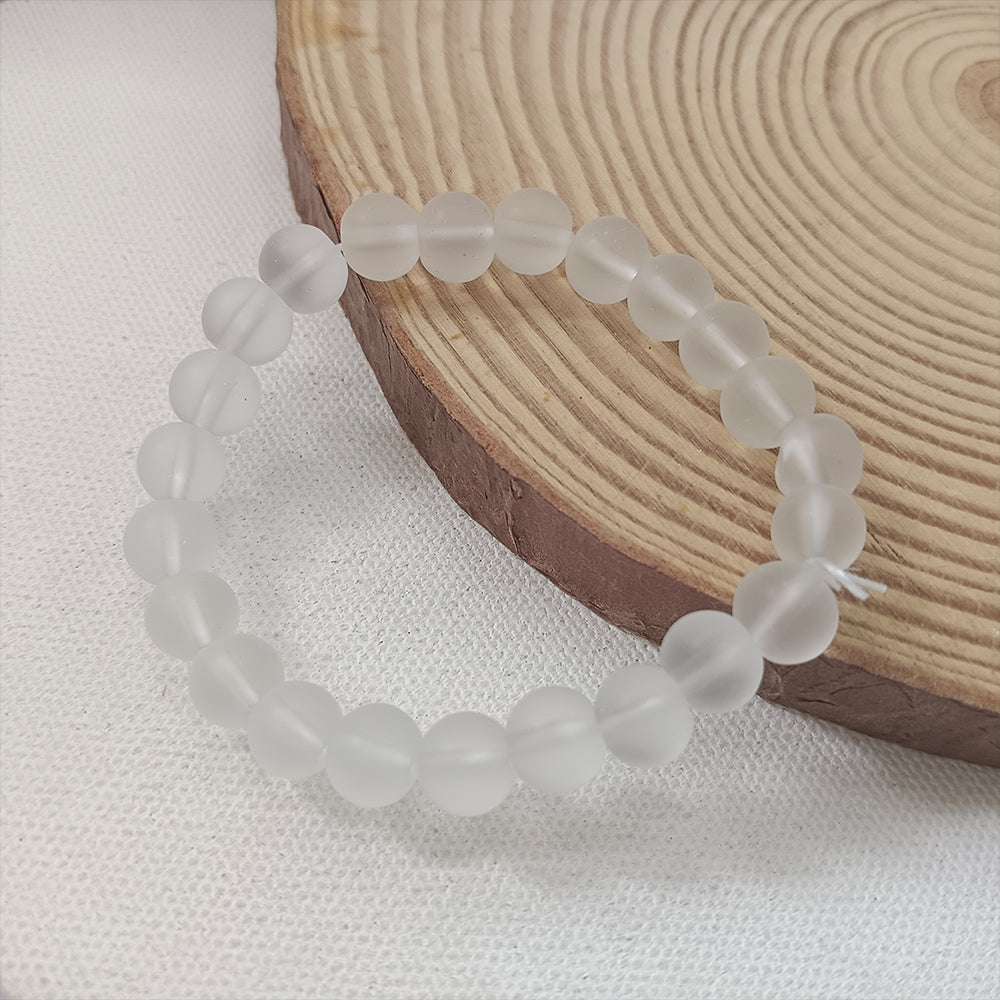 The99Jewel White Glass Beads Bracelet