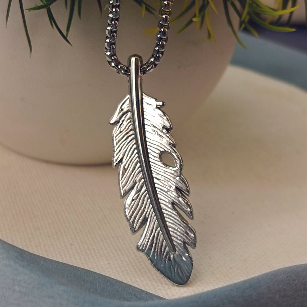 The99Jewel Stylish Feather Chain Pendent for Mens