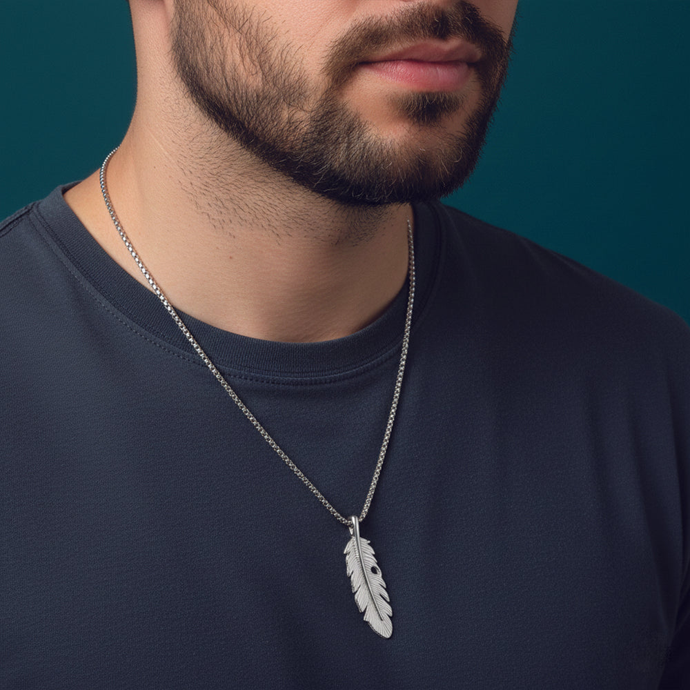 The99Jewel Stylish Feather Chain Pendent for Mens