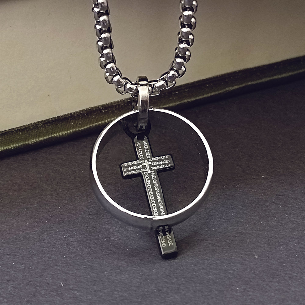 The99Jewel Spiritual Cross with Ring Pendant Necklace for Men