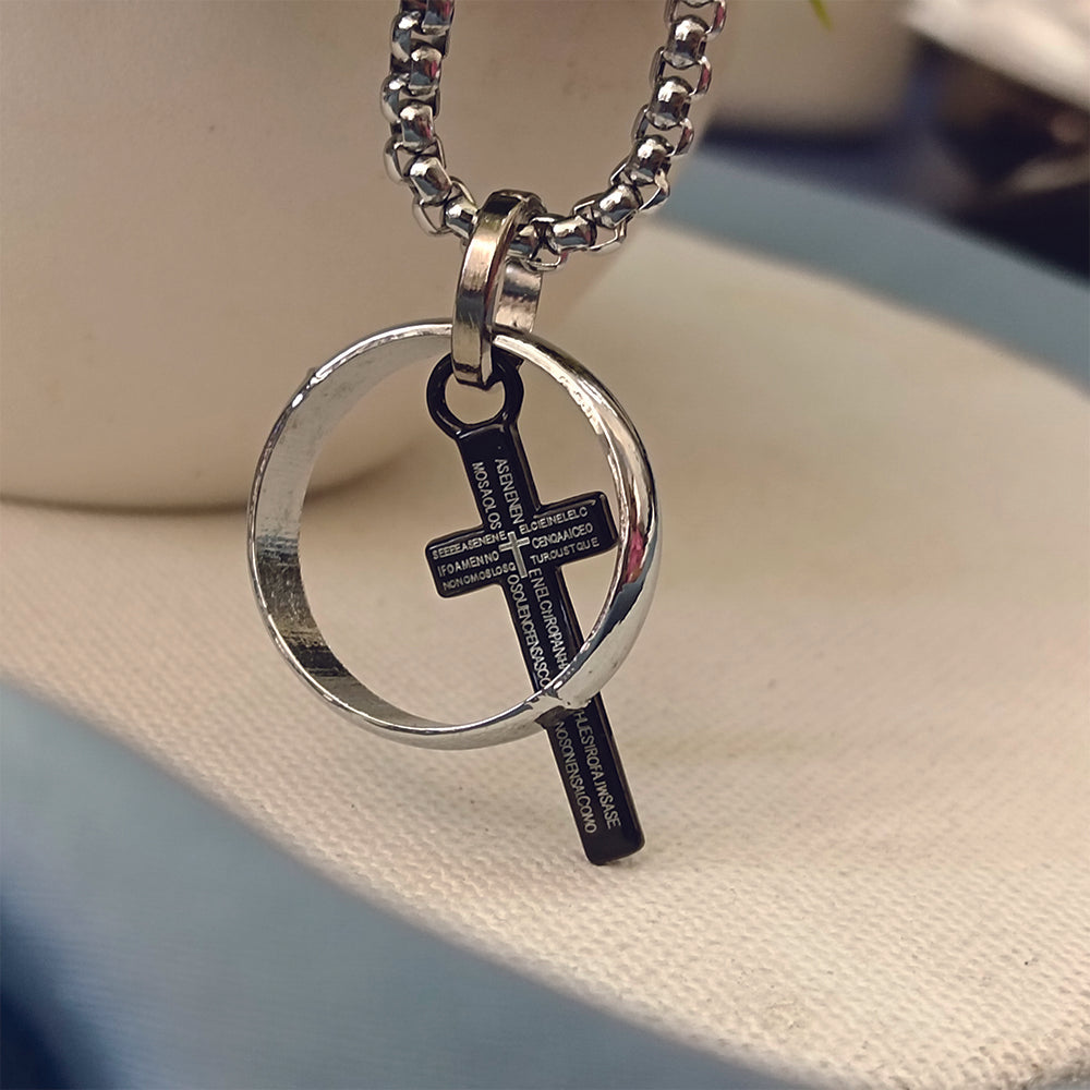 The99Jewel Spiritual Cross with Ring Pendant Necklace for Men