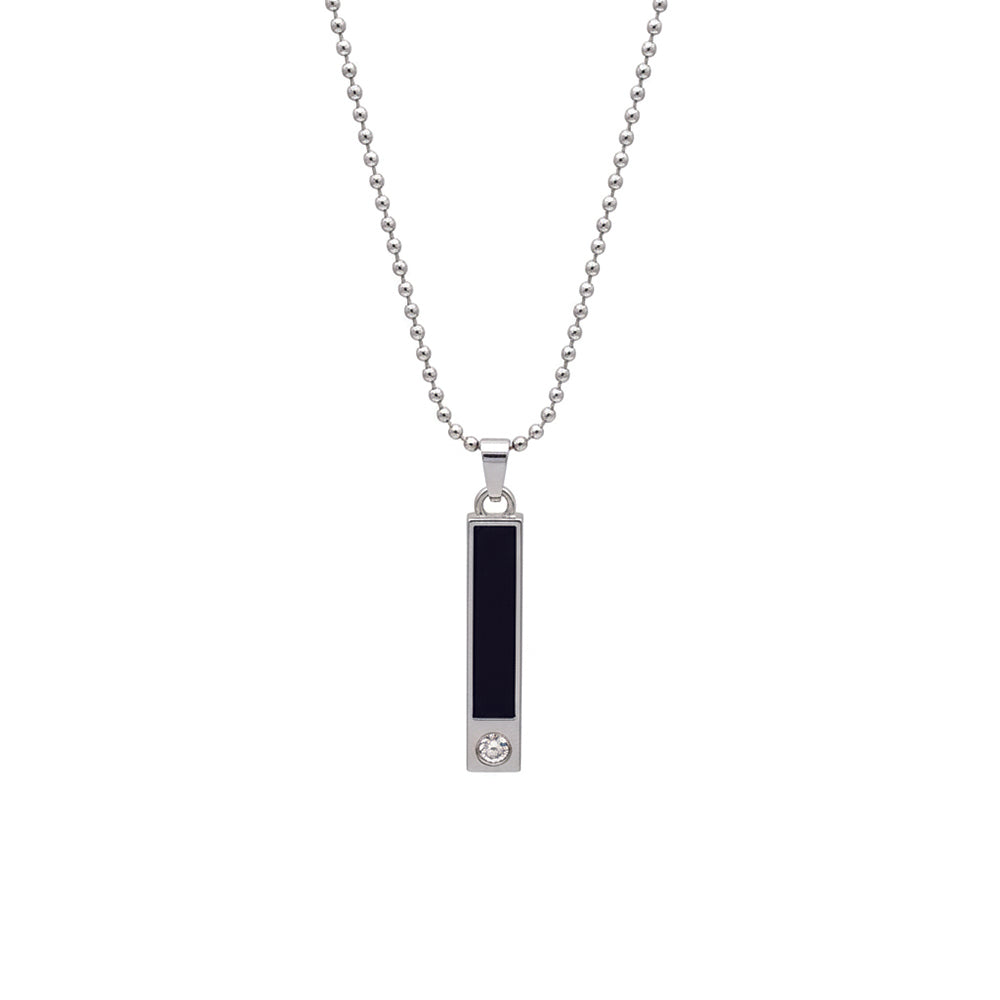 The99Jewel Sleek Rectangular Black Inlay Pendant with Chain  for Men's
