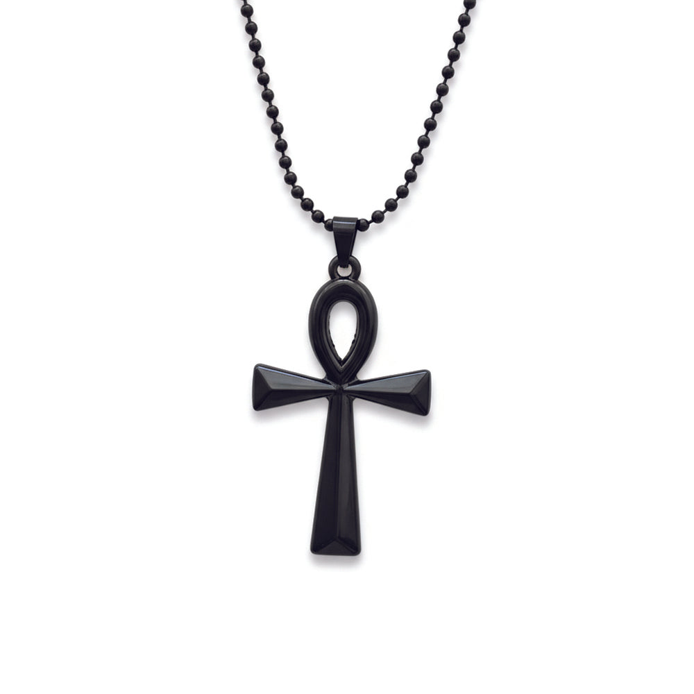 The99Jewel Egyptian Ankh Symbol Black Pendant Necklace  for Men's