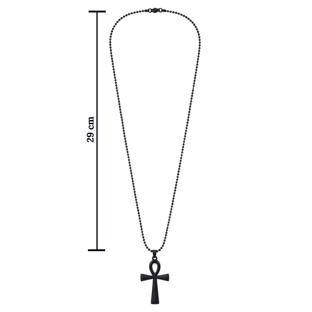 The99Jewel Egyptian Ankh Symbol Black Pendant Necklace  for Men's