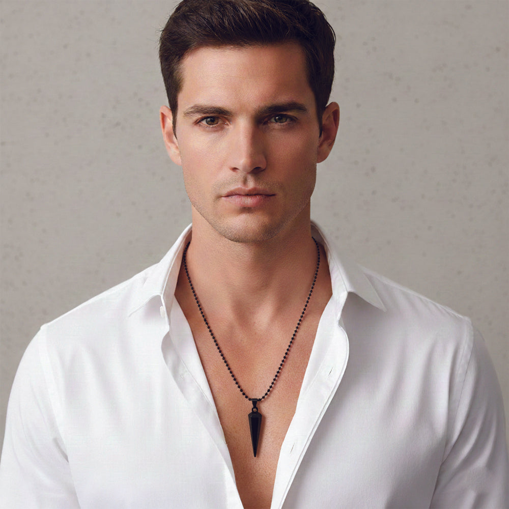 The99Jewel Stylish Black Pointed Bar Pendant Necklace  for Men's