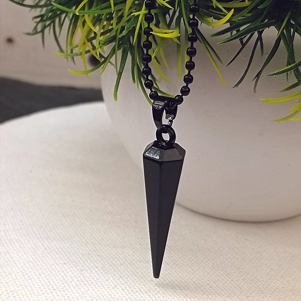 The99Jewel Stylish Black Pointed Bar Pendant Necklace  for Men's
