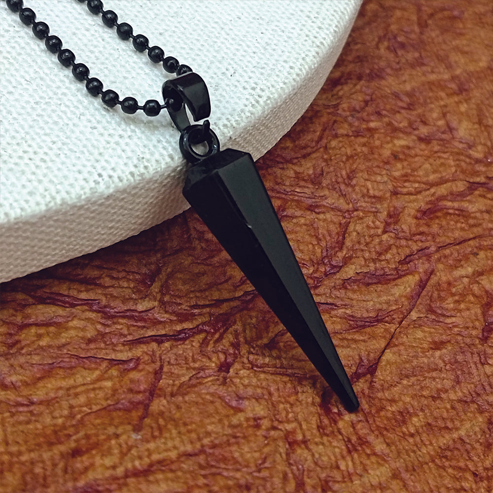 The99Jewel Stylish Black Pointed Bar Pendant Necklace  for Men's