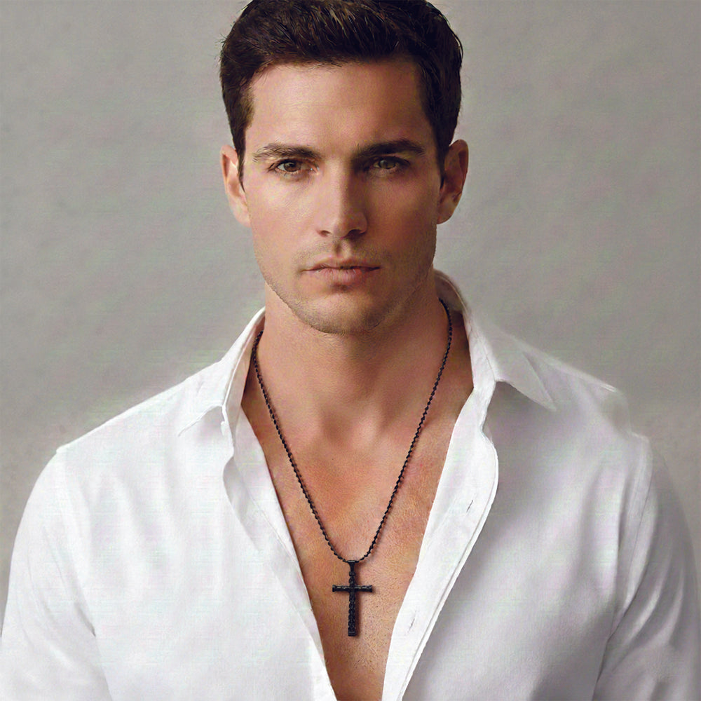 The99Jewel Statement Black Cross Pendant with Chain  for Men's