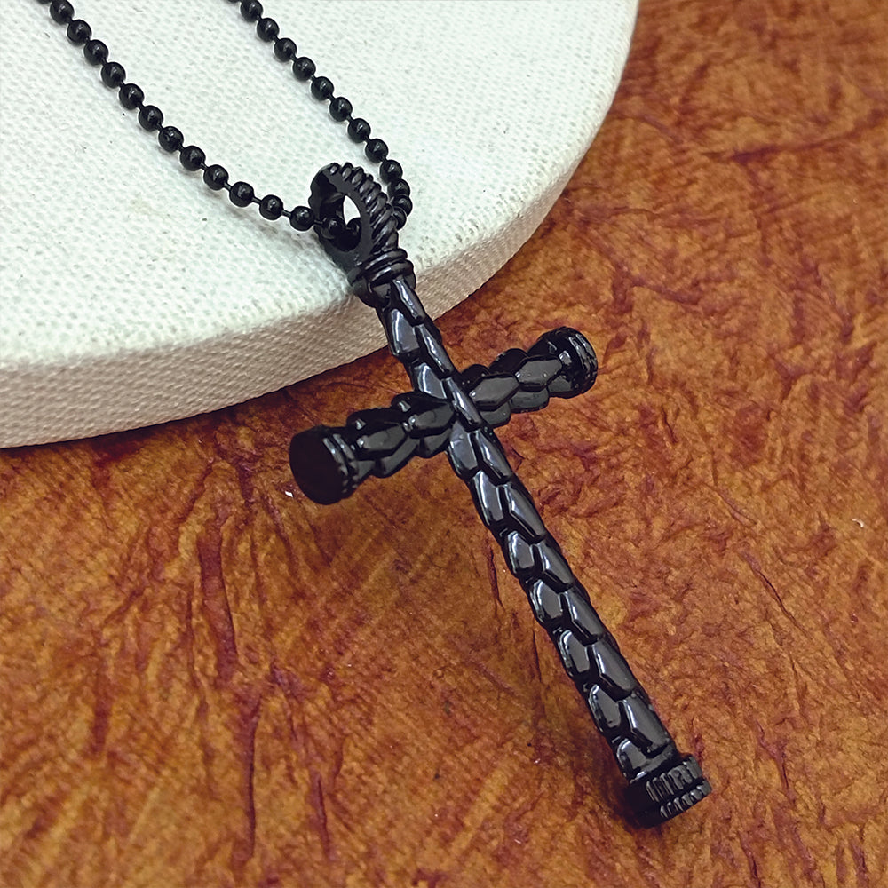 The99Jewel Statement Black Cross Pendant with Chain  for Men's