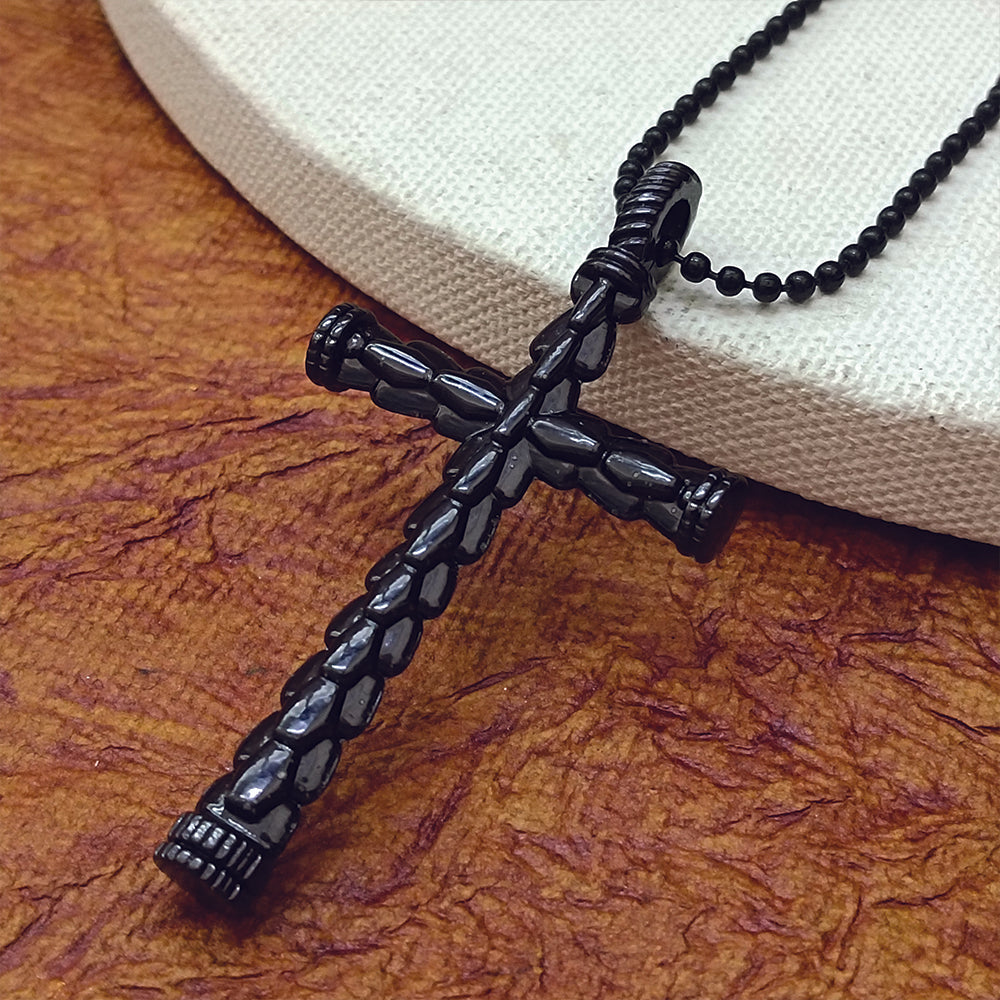 The99Jewel Statement Black Cross Pendant with Chain  for Men's