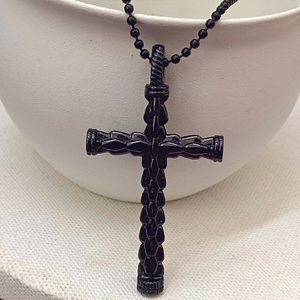 The99Jewel Statement Black Cross Pendant with Chain  for Men's