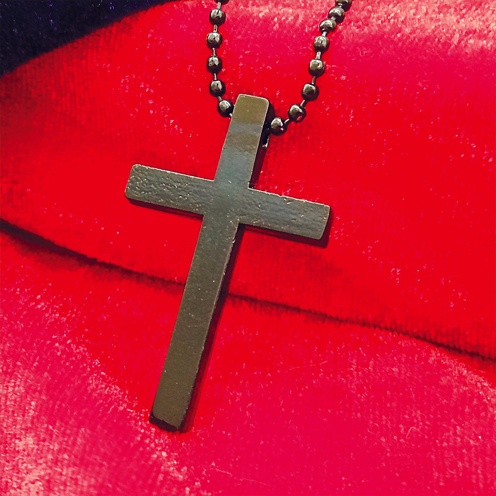 The99Jewel Stylish Black Cross Pendant with Beaded Chain  for Men's