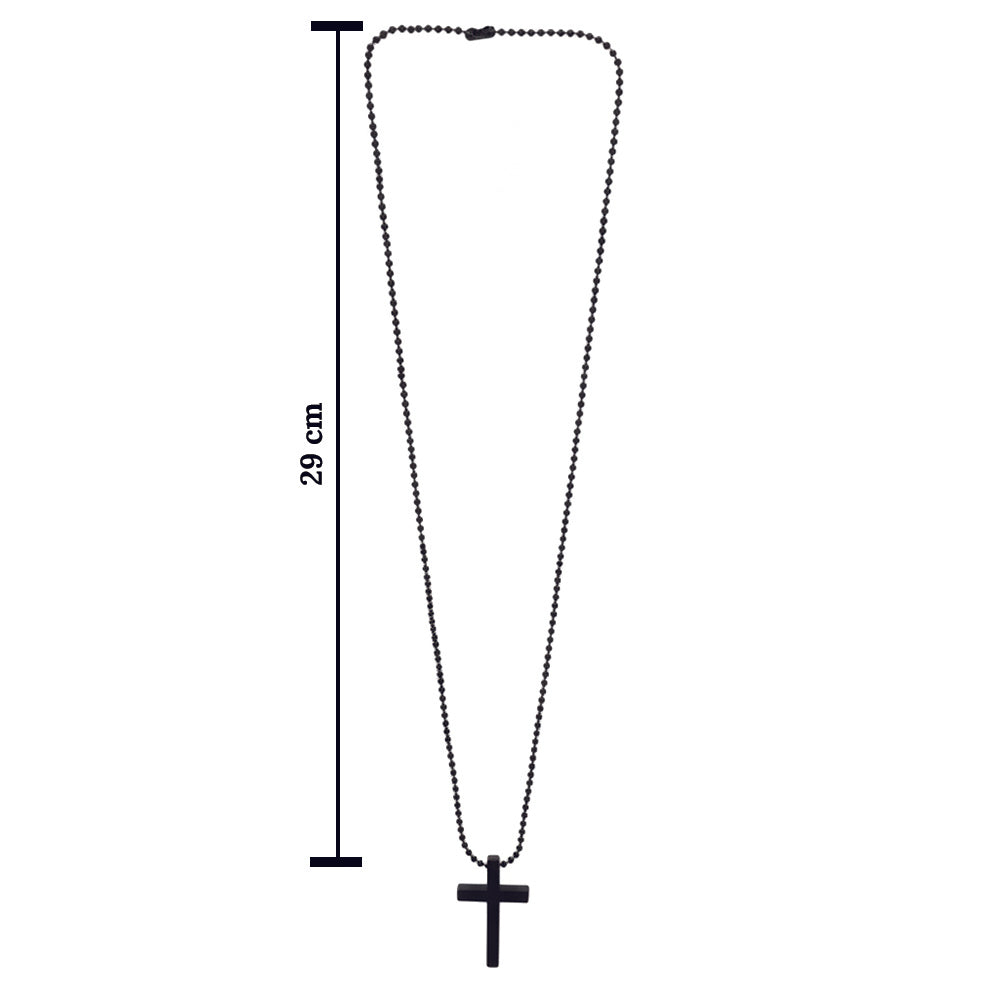 The99Jewel Stylish Black Cross Pendant with Beaded Chain  for Men's