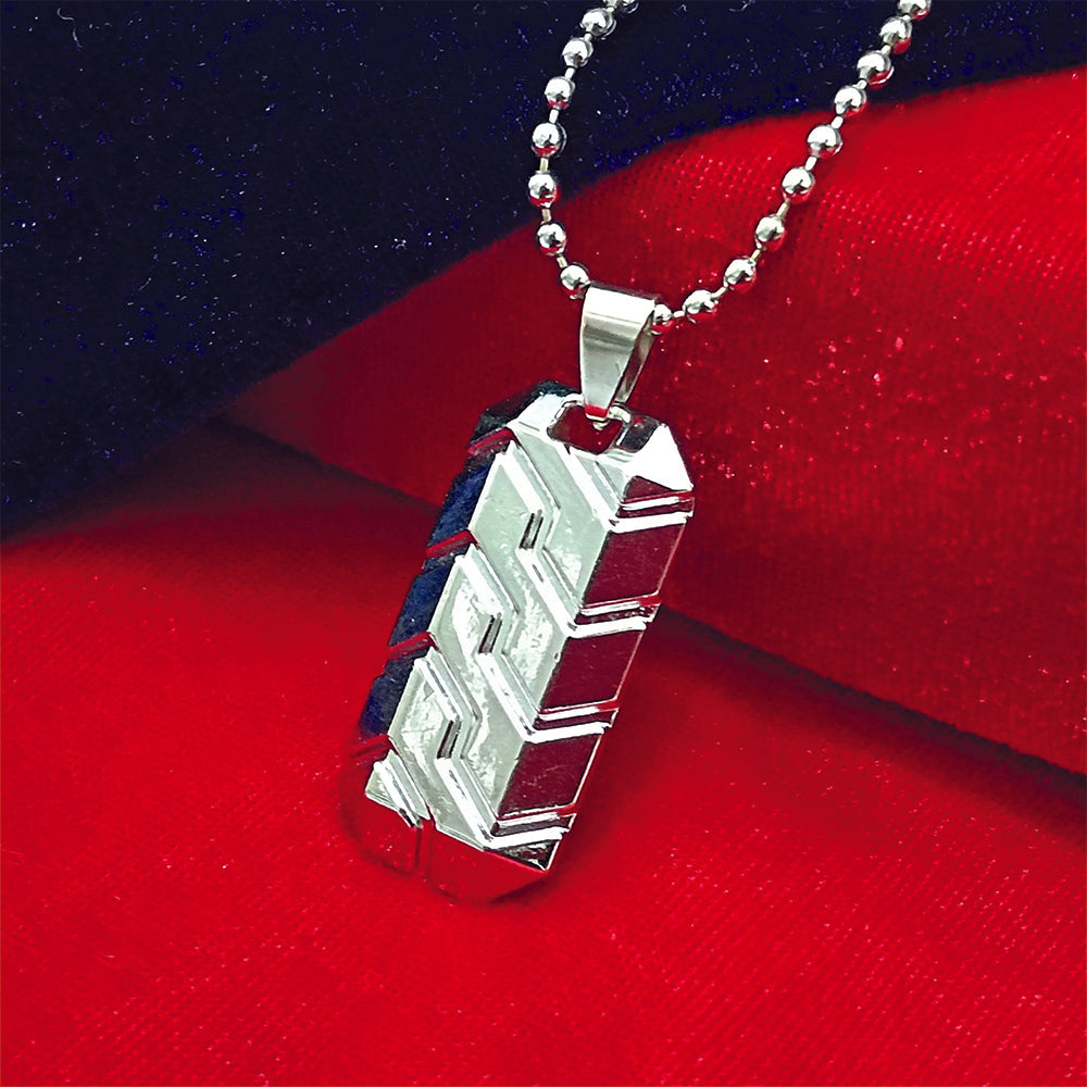 The99Jewel Minimal Geometric Pattern Enamel Pendant with Chain for Men's
