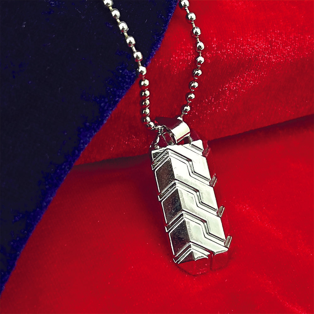 The99Jewel Minimal Geometric Pattern Enamel Pendant with Chain for Men's