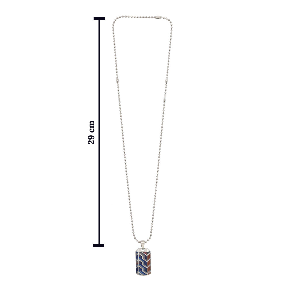 The99Jewel Minimal Geometric Pattern Enamel Pendant with Chain for Men's