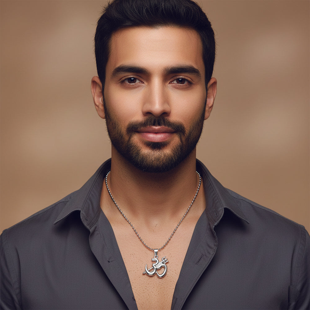 The99Jewel Om Trishul Pendant Chain for Men Spiritual Jewellery