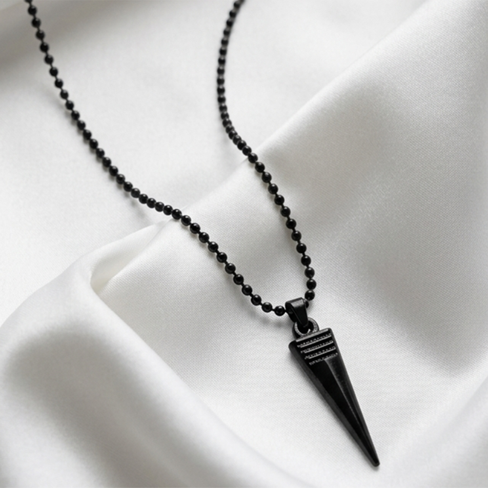 The99Jewel Pointed Black Spike Pendant Chain for Men