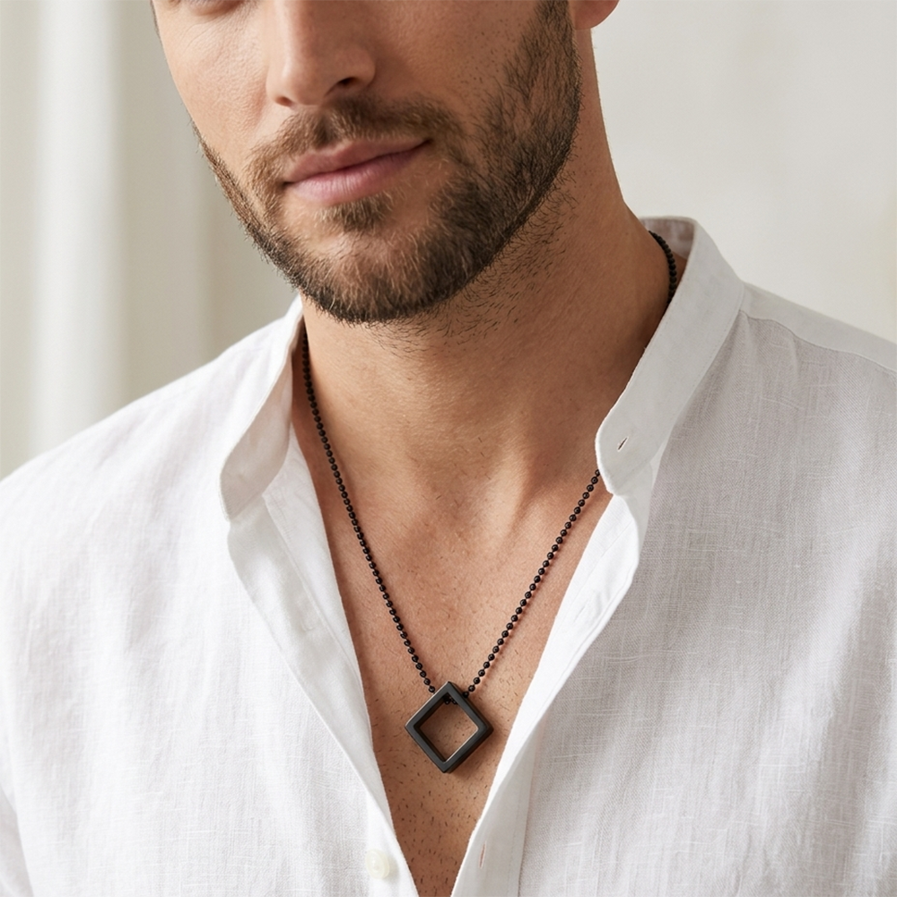 The99Jewel Stylish Square Steel Chain Pendant for Men