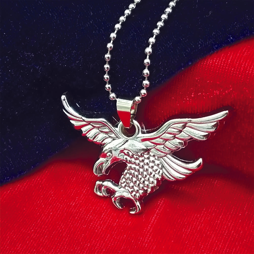 The99Jewel Flying Eagle Silver Finish Pendant Chain for Men