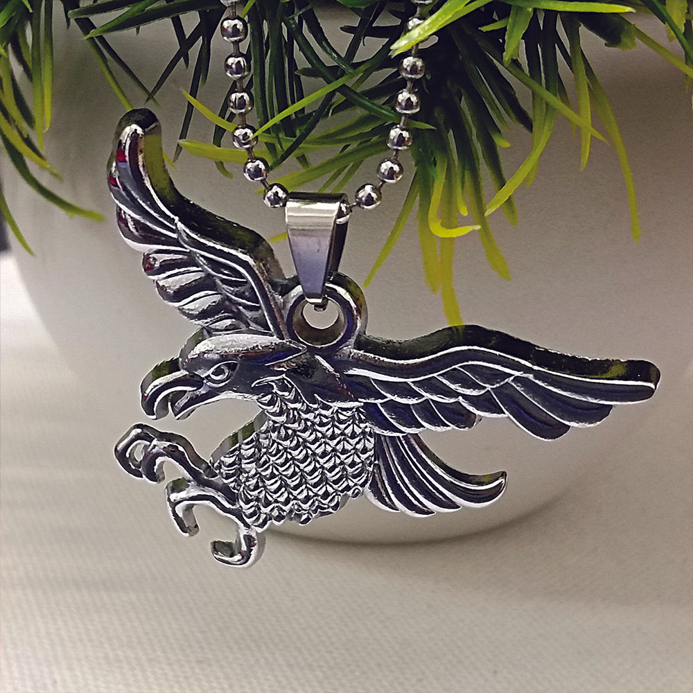 The99Jewel Flying Eagle Silver Finish Pendant Chain for Men