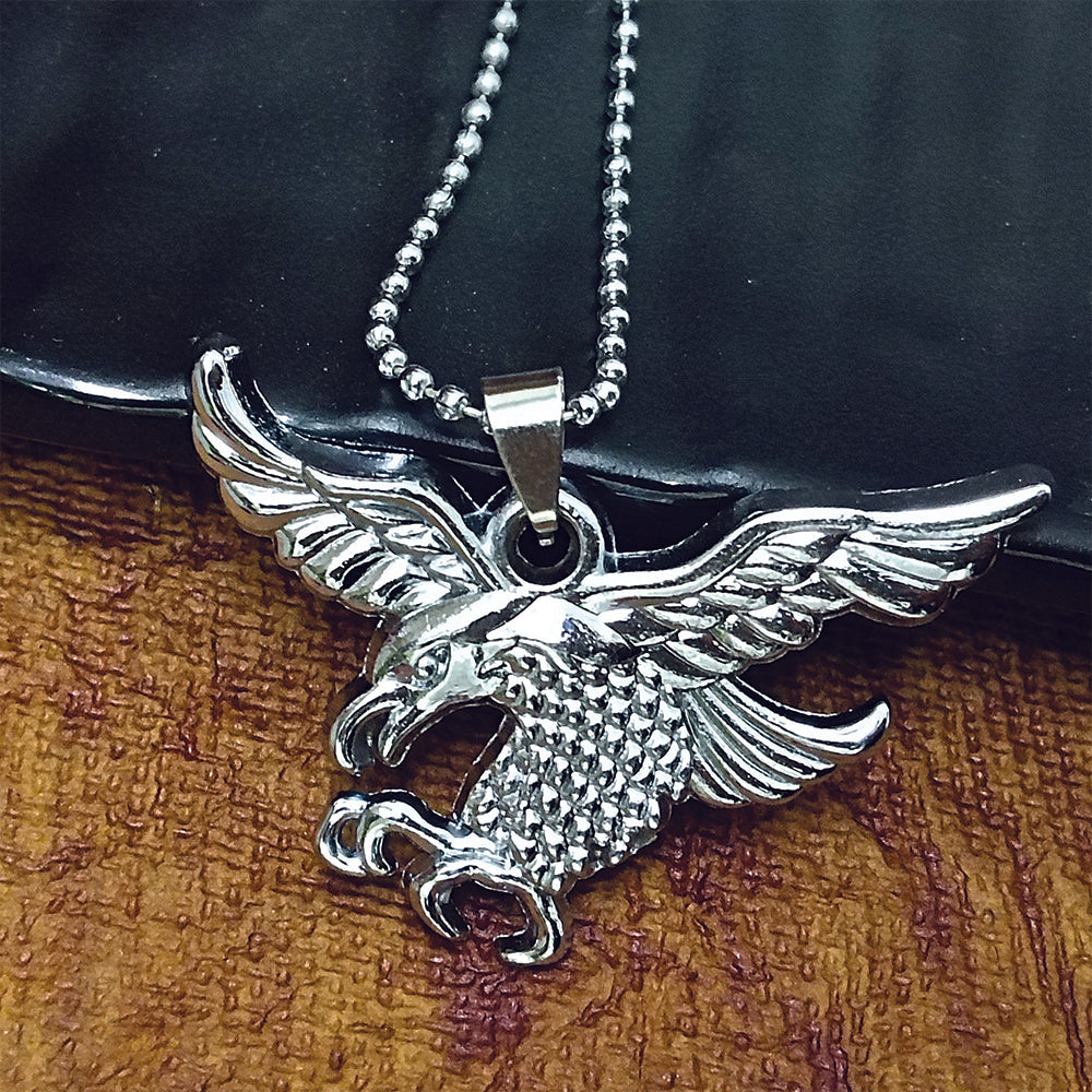 The99Jewel Flying Eagle Silver Finish Pendant Chain for Men