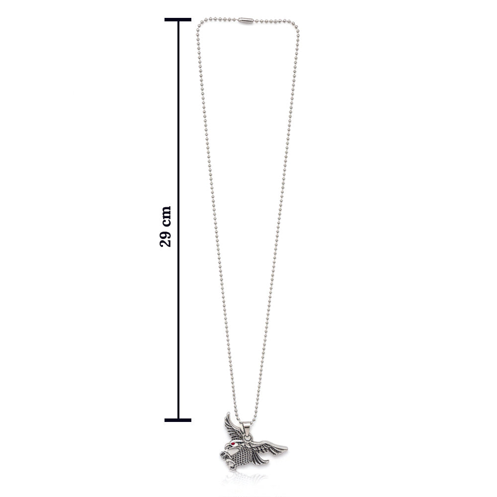 The99Jewel Flying Eagle Silver Finish Pendant Chain for Men