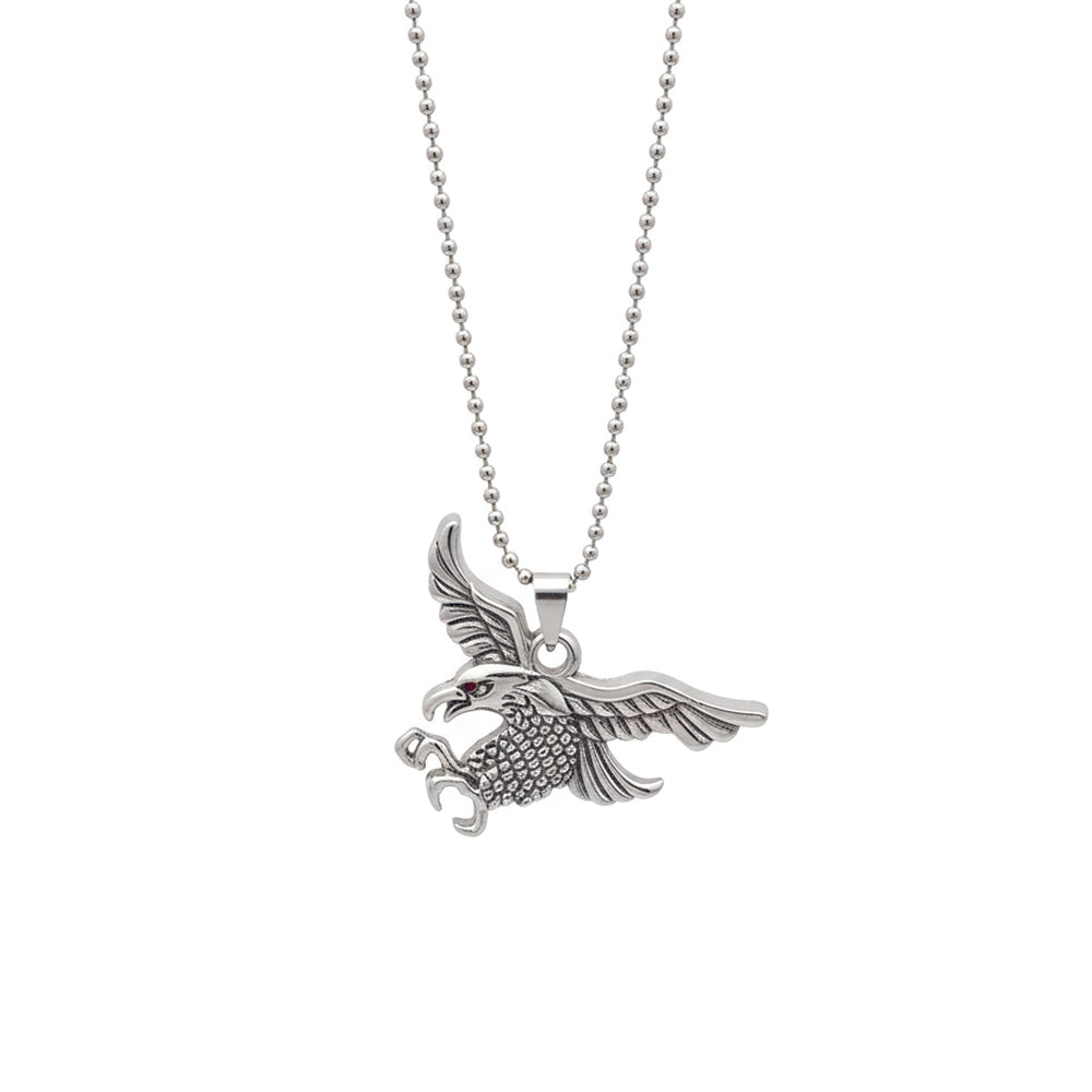 The99Jewel Flying Eagle Silver Finish Pendant Chain for Men