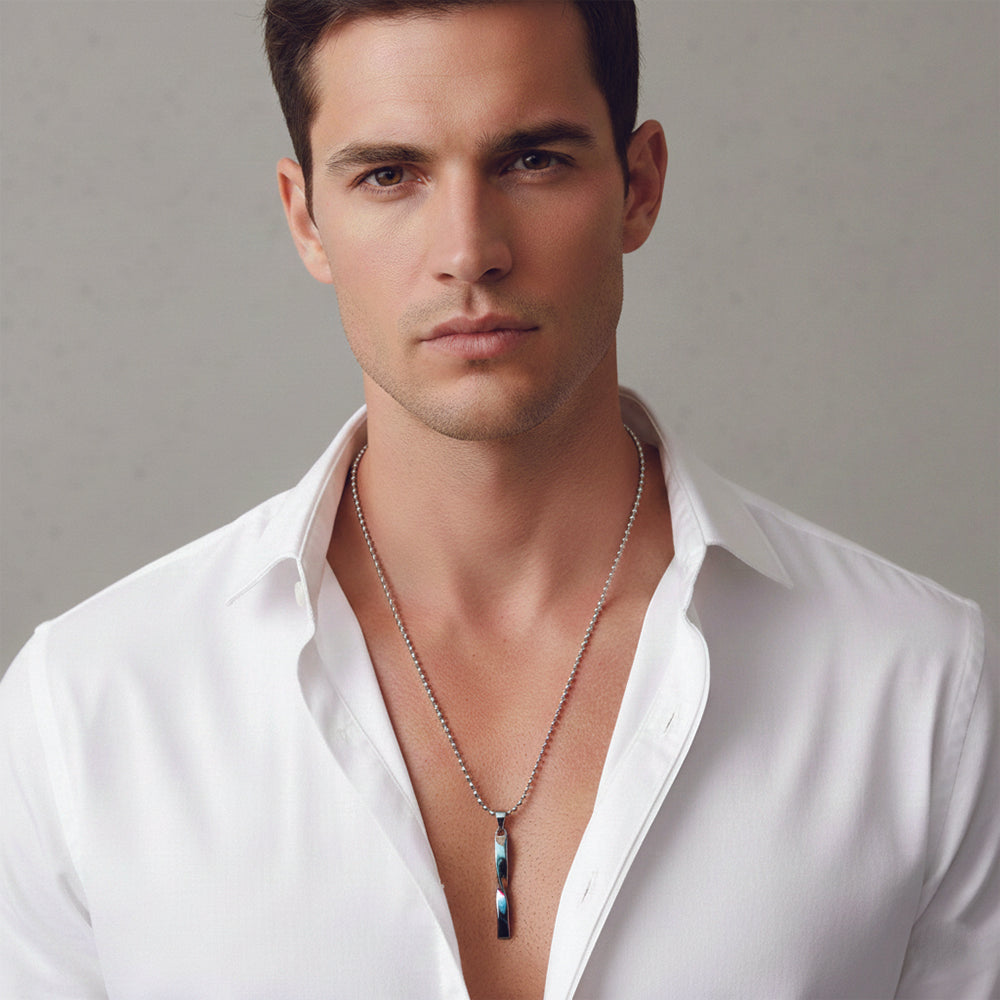 The99Jewel Sleek Bar Design Silver Tone Pendant Chain