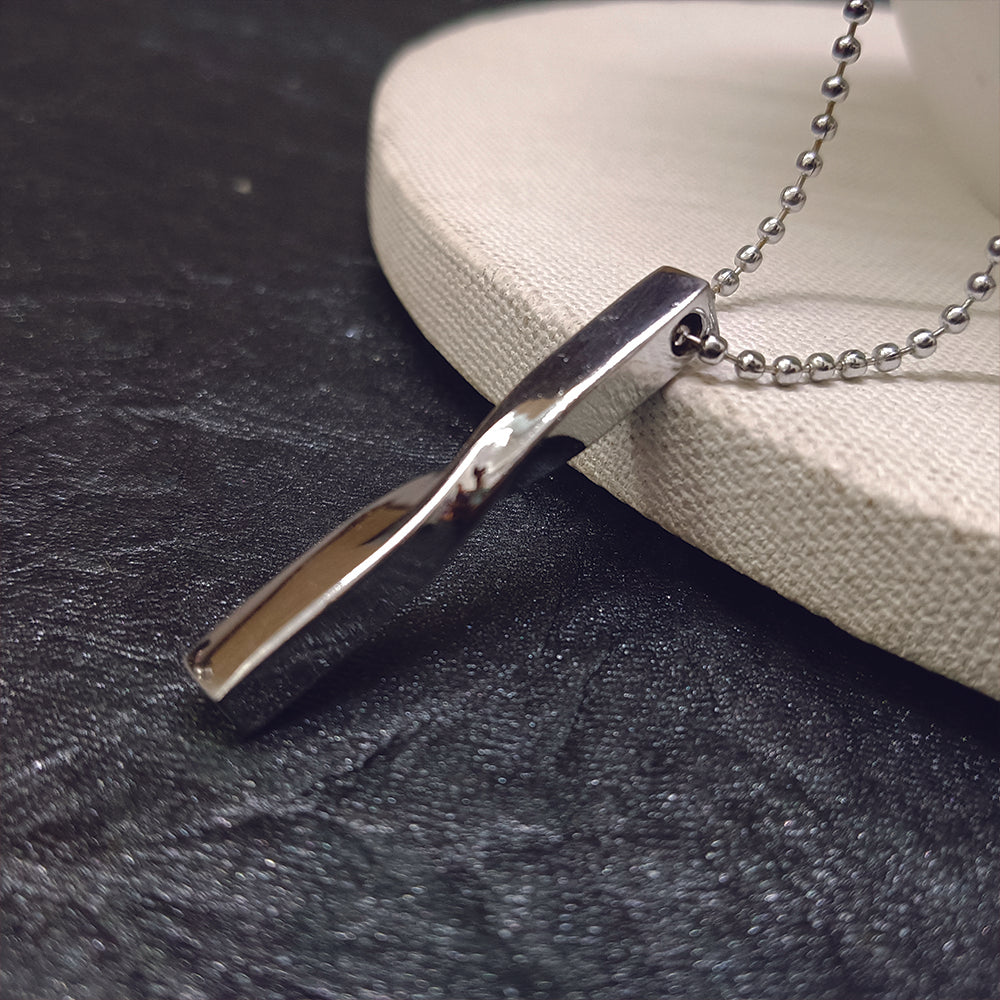 The99Jewel Sleek Bar Design Silver Tone Pendant Chain
