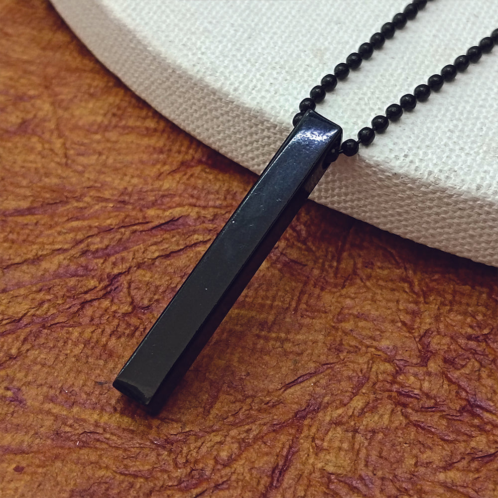The99Jewel Black Finish Bar Pendant Necklace for Men's