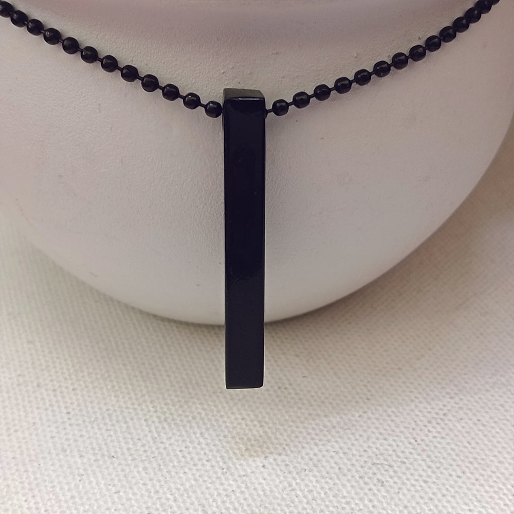 The99Jewel Black Finish Bar Pendant Necklace for Men's