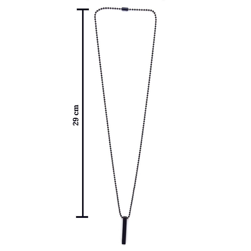 The99Jewel Black Finish Bar Pendant Necklace for Men's