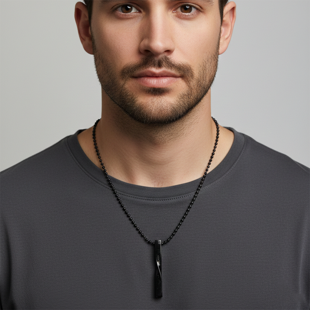 The99Jewel Stylish Black Bar Mens Necklace