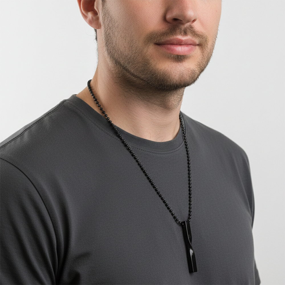 The99Jewel Stylish Black Bar Mens Necklace