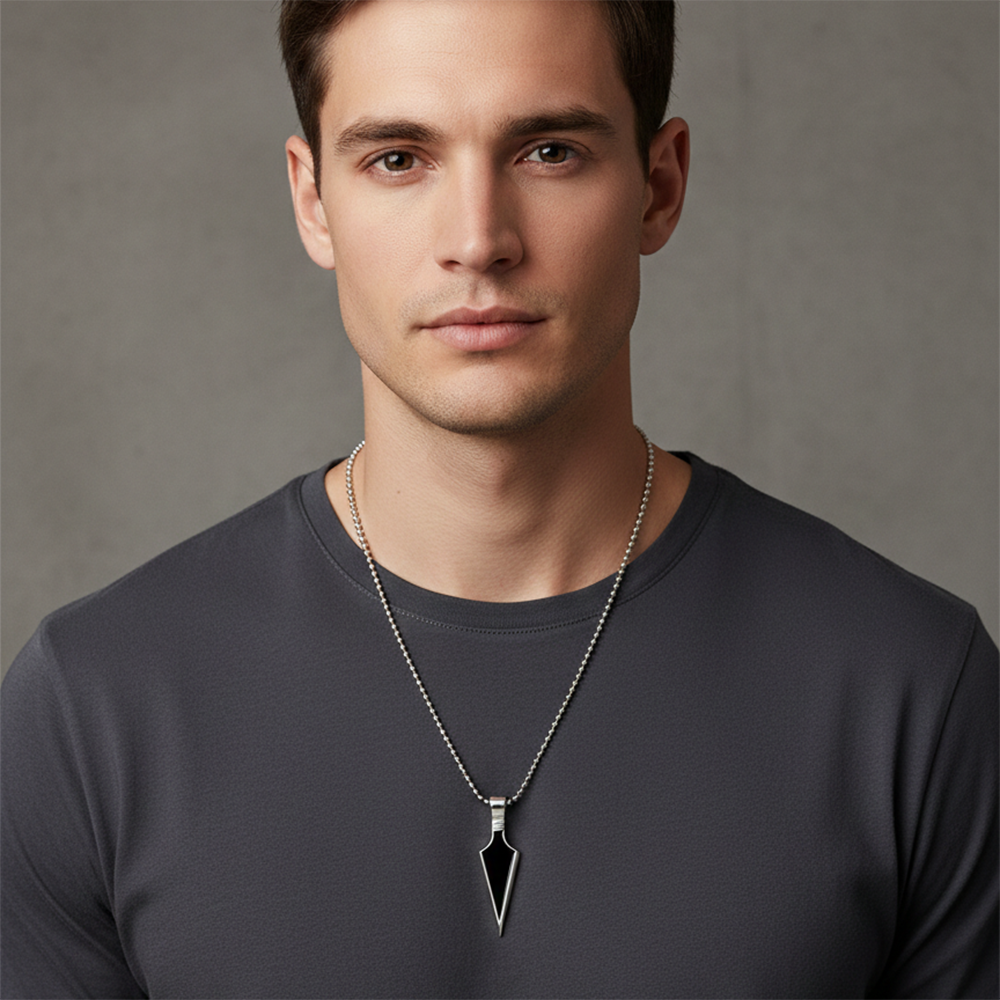 The99Jewel Stylish Arrow Tip Mens Necklace