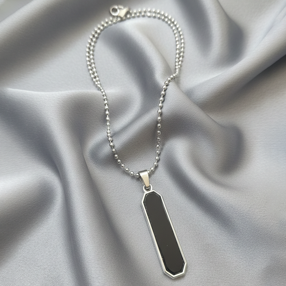The99Jewel Stylish Sleek Black Bar Mens Necklace